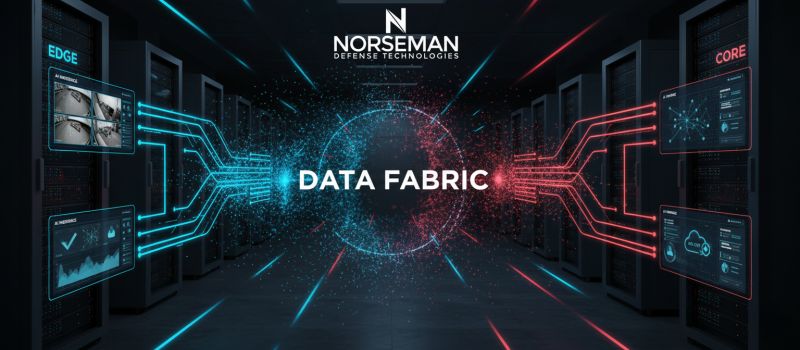 Norseman Data Fabric diagram connecting edge AI inference to core operations